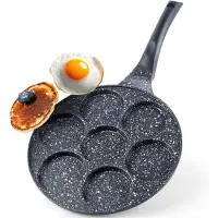 Orion GRANDE 27 cm 7-håls gjutjärnsplätt- och äggpanna med Pfluon granit non-stick-beläggning