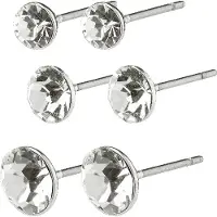 Pilgrim Millie 3-pack Earrings Crystal Silver-plated