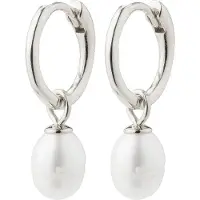 Pilgrim Örhängen 'BERTHE' silver / pärlvit