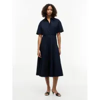 Tommy Hilfiger Fit And Flare Poplin Midi Shirt Dress