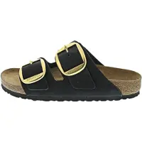 Birkenstock för kvinnor. 1023290 Sandaler i läder Arizona Big Buckle Lenb (smal passform) svart (40), Hud, Karta, Ingen, Casual