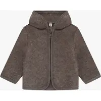Huttelihut Cardigan - Ullfleece - Brown Melange m. Öron - - 74 - Cardigan