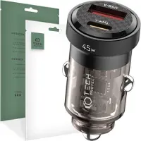 Tech-Protect Billaddare CC45W USB USB-C Type C 2-portars - 45W PD + QuickCharge QC 3.0, svart