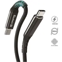 Crong Armor Link - USB-C till USB-C 100W 5A flätad kabel Snabbladdning 200cm (svart)