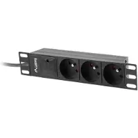Lanberg PDU-03E-0200-BK - Kraftdistributionsenhet (kan monteras i rack) - AC 230 V - 4000 Watt - ingång: CEE 7/4 / CEE 7/7 - utgångskontakter: 3 (Typ E) - 1U - 10 - 2 m sladd - svart