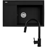 Pyramis Camea 1b 1d R + Faucet Idea Black Edition 79x50 Cm Diskho
