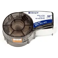 Brady M21-500-595-RD vinyltejp | vit text - röd tejp | 12,7mm x 6,40m (original)