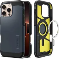 Spigen Tough Armor MagSafe-fodral med stativ för iPhone 16 Pro Max - Mörkgrå
