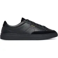 BOSS för män. 50568536 Kieran Tenn svarta lädersneakers (45), Hud, Karta, Nyckelband, Casual
