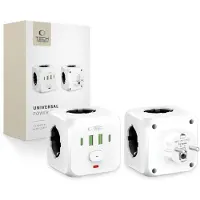 Tech-Protect PCL3X4 nätadapter med flera portar - vit