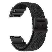 INF Elastiskt vävt nylonarmband kompatibelt med Garmin Fenix 8/7X Pro/955/965 med magnetiskt snabbspänne Black 26 mm