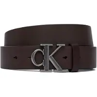 Calvin Klein Bälte 'Smooth Monogram Buckle' mörkbrun