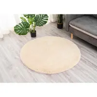 Strado rund matta Alpaca 180x180 cm beige - plysch mjuk till vardagsrum och sovrum
