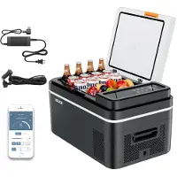 Vevor Bilkylskåp, DC 12/24V AC100-240V Kompressor Elektrisk Kylare, -20°C till 20°C Bilkylskåp med App-kontroll, 22L Bilfrys för Husbilar, Campingplatser, Båtar, Camping, Fiske, 45W Bärbar Frys