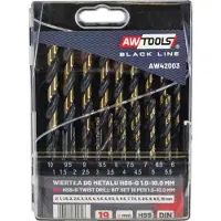 AWTOOLS Borr för metall AW42003BL; HSS; 1-10 mm; 19 st.