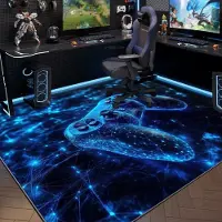 24hShop Matta för gamingrummet 80x120cm Handkontroll - Blå / gamingmatta / golvmatta gaming