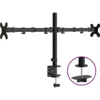 vidaXL Skärmfäste för 2 skärmar svart stål VESA 75/100 mm