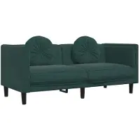 vidaXL Soffa med kuddar 2-sits mörkgrön sammet