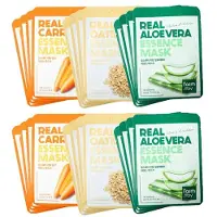 Farm Stay FarmStay Real Essence Mask Combo Pack Ver.2 (1BOX / 12 Sheets) 23ml / 0.78 fl.oz. per sheet (3 Options) #2box (24 sheets)