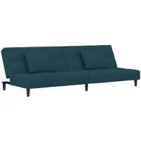 vidaXL Bäddsoffa 2-sits med två kuddar blå sammet
