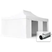 TOOLPORT 4x6 m snabbtält, Professional aluminium, med sidodelar, vit