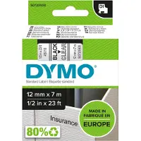 Dymo Märkband D1 12 mm, svart på transp