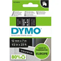 Dymo D1 Tape 12mm x 7m (vit på svart)