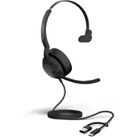 Jabra Evolve2 50 UC Mono - Headset - på örat - kabelansluten - aktiv brusradering - USB-C, USB-A - UC-certifierad