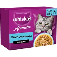 Whiskas 1+ Aromatic Smaskiga Skaldjur i sås våtfoder katt multipack (påsar 85 g)