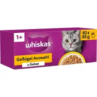 Whiskas 1+ Poultry Selection i gelé våtfoder katt multipack (påsar 85 g)