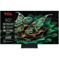 TCL 50C7K - 50 Diagonal klass (49.5 visbar) - C7K Series LED-bakgrundsbelyst LCD-TV - QLED - Smart TV - Google TV - 4K UHD (2160p) 3840 x 2160 - HDR - Mini-LED, Quantum Dot Pro - borstad aluminium