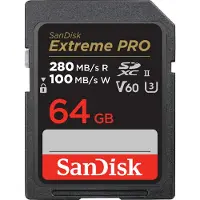 SanDisk Extreme Pro - Flash-minneskort - 64 GB - Video Class V60 / UHS-II U3 / Class10 - SDXC UHS-II