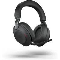 Jabra Evolve2 85 MS Over Ear-hörlurar Bluetooth, Sladd Stereo Svart Brusreducering för mikrofon Volymkontroll, Batteriladdningsindikering,