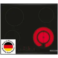 Bosch Serie | 6 PKF675FP2E - Keramisk häll - 4 kokplattor - Fördjupning - bredd: 56 cm - djup: 49 cm - med kanter i rostfritt stål - svart