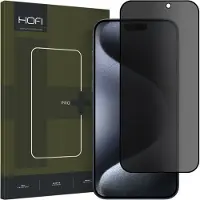 Hofi iPhone 15 Pro Max Anti Spy Pro+ Privacy Härdat Glas Skärmskydd - 9H - Svart Kant