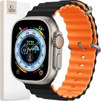 Tech-Protect Apple Watch Ultra 2/Ultra/9/8/SE (2022)/7/SE/6/5/4 Iconband Pro TPU Reim - 49mm/45mm/44mm/42mm - Svart / Orange
