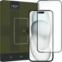 Hofi iPhone 15 Premium Pro+ Härdat Glas Skärmskydd - 9H - Svart Kant