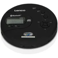 Lenco Bärbar Bluetooth CD-MP3-spelare med antisladdsystem Svart