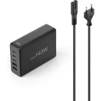 Hama USB-laddningsstation 140 W Power Delivery, Quick Charge 2.0, Quick Charge 3.0 Svart Vägguttag Qualcomm Quick Charge 3.0, Snabbladdare, GaN, USB Power