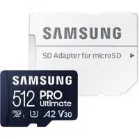Samsung PRO Ultimate MB-MY512SA - Flash-minneskort (SD-adapter inkluderad) - 512 GB - A2 / Video Class V30 / UHS-I U3 - mikroSDXC UHS-I - blå