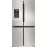 Bosch Serie | 6 KFI96APEA - Kylskåp/frys - nedre frys med fransk dörr med vattenbehållare, isbehållare - bredd: 90.5 cm - djup: 73.1 cm - höjd: 183 cm - 574 liter - Klass E - borstat stål