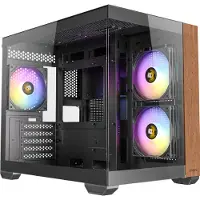Antec CX600M Wood PC Gehäuse, Mini-Tower, Micro-ATX, Tempered Glass - schwarz, Holz