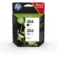 HP 304 svart + färg bläckpatron 2-pack (3JB05AE) (original)