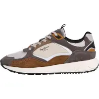 Pepe Jeans för män. PMS600002 Marlon Sneakers i läder, brun (41), Hud, Karta, Nyckelband, Casual