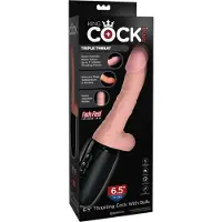 King Cock Plus 6,5 - dildo med pung och vibrator - naturfärg