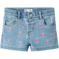 Name it Shorts - NmfRose - Light Blue Denim/Strawberry - - 3 år (98) - Shorts