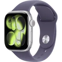 Apple Watch Series 11 GPS - 42mm - Silverfärgad aluminiumboett - Lila dimmigt sportarmband - M/L