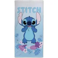 Licens Stitch handduk - 70x140 cm - 100% bomull - Mjuk badhandduk med Stitch och blommor