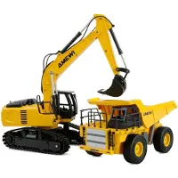 Amewi 22710 2-in-1 Set Kipper & Kettenbagger 1:24 Elektrisk RC Funktionsmodell nybörjare RtR Med ljuseffekt