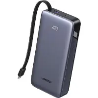UGREEN PB536 20000mAh powerbank med inbyggd USB-C-kabel - 45W - grå